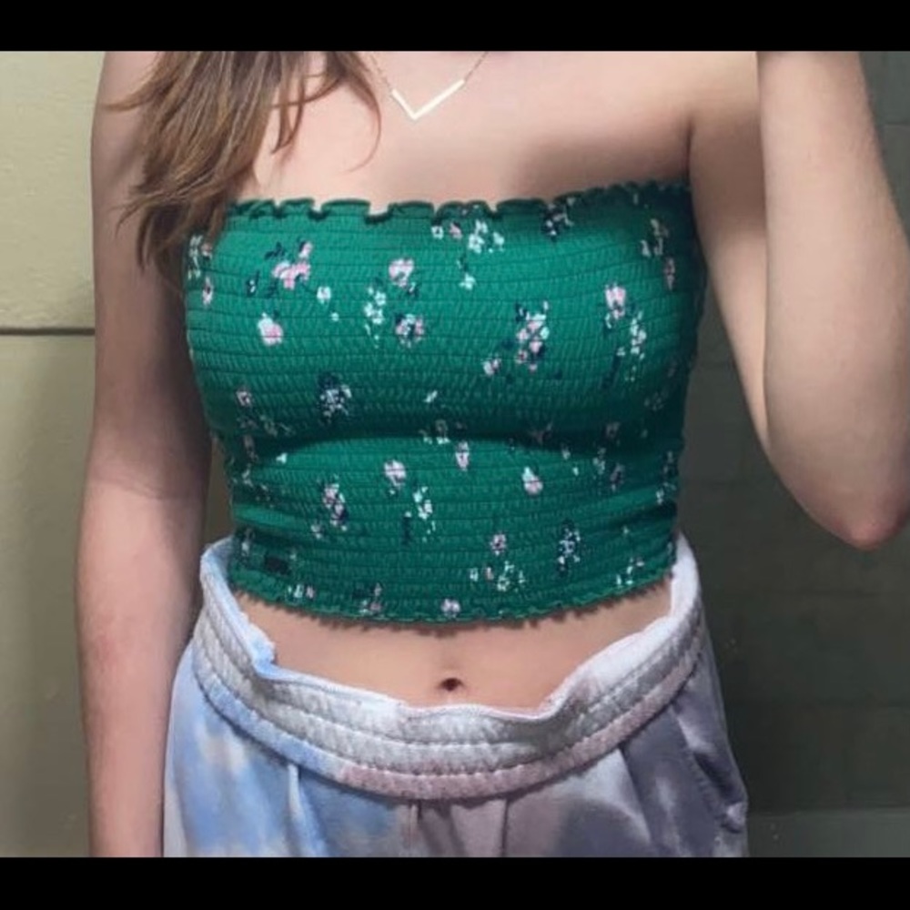 hollister green tube top size medium